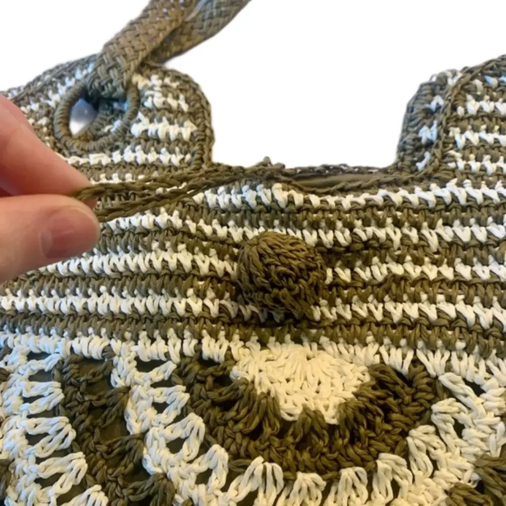 Split Summer Brown and Cream Hobo Bag Medium Paper Purse Satchel Vintage
